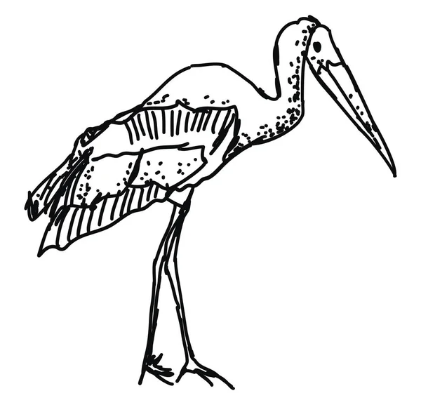 Stork drawing, illustration, vector on white background. — Stock Vector