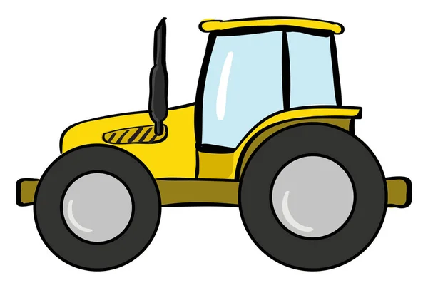 Tractor amarillo, ilustración, vector sobre fondo blanco . — Vector de stock