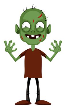 Kötü zombi, illüstrasyon, beyaz arka plan vektör.