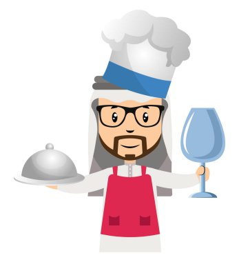 Arap erkekler pişirme, illüstrasyon, beyaz arka plan üzerinde vektör.