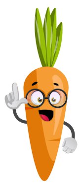 Gözlüklü havuç, illüstrasyon, beyaz arka plan üzerinde vektör.