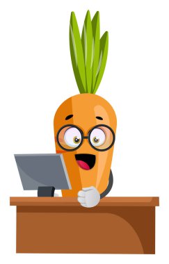 Masa başına havuç, illüstrasyon, beyaz arka plan üzerinde vektör.