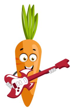 Gitar, illüstrasyon, beyaz arka plan üzerinde vektör ile Havuç.