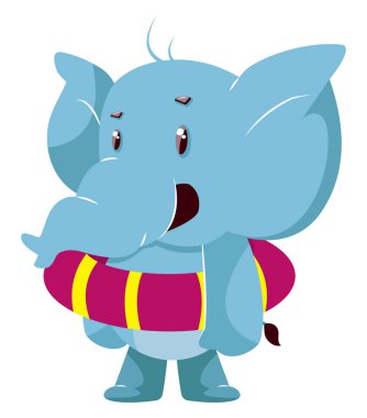 Kauçuk, illüstrasyonlu, beyaz arka planda vektörlü fil.