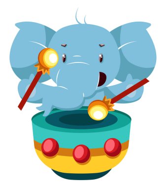 Davul, illüstrasyon, beyaz arka plan üzerinde vektör ile Fil.