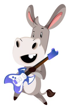 Gitar, illüstrasyon, beyaz arka plan üzerinde vektör ile eşek.