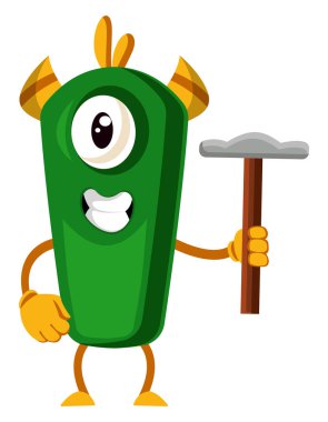 Çekiç, illüstrasyon, beyaz arka plan üzerinde vektör ile Canavar.