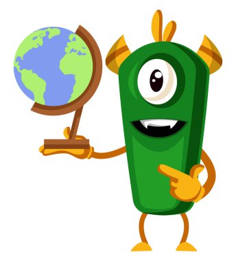 Canavar küre, illüstrasyon, beyaz arka plan vektör ile.