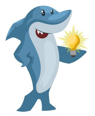Beyaz arka plan üzerinde fikir, illüstrasyon, vektör ile Shark.