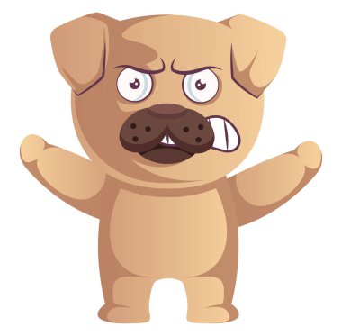 Pug kızgın, illüstrasyon, beyaz arka plan üzerinde vektör.
