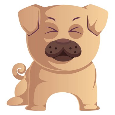 Komik pug, illüstrasyon, beyaz arka plan vektör.