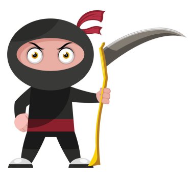 Orak, illüstrasyon, beyaz arka plan üzerinde vektör ile Ninja.