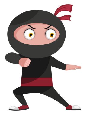 Ninja mücadele, illüstrasyon, beyaz arka plan üzerinde vektör.
