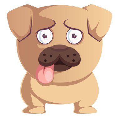 Pug yorgun, illüstrasyon, beyaz arka plan vektör.