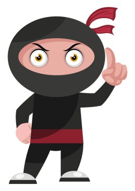 Ninja hazır, illüstrasyon, beyaz arka plan vektör.