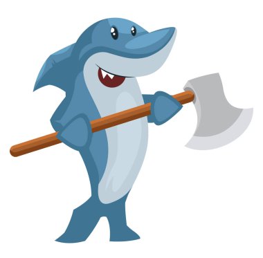 Büyük baltalı köpekbalığı, illüstrasyon, beyaz arka plan üzerinde vektör.