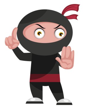 Ninja beyaz arka plan üzerinde durdurmak, illüstrasyon, vektör demek.