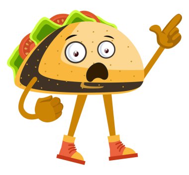 Beyaz arka planda taco gösterimi, illüstrasyon, vektör.