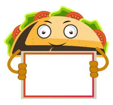 Boş not, illüstrasyon, beyaz arka plan üzerinde vektör ile Taco.