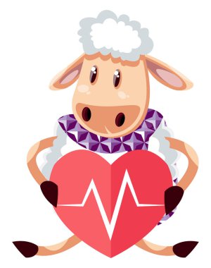 Kırık kalpli koyun, illüstrasyon, beyaz backgroun vektör