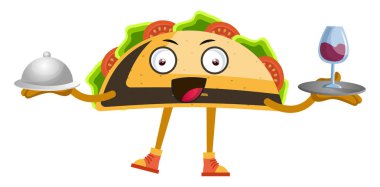 Şarap ve gıda ile Taco, illüstrasyon, beyaz backgroun vektör