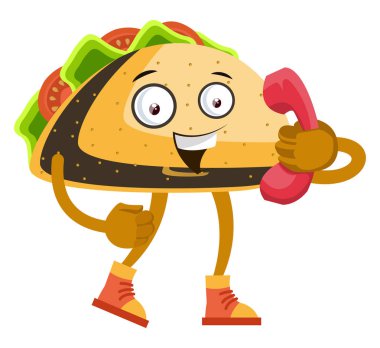 Kırmızı telefon, illüstrasyon, beyaz backgroun vektör ile Taco