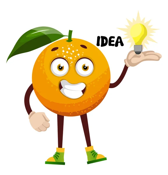 Orange with idea, illustration, vector on white background. — Stock Vector
