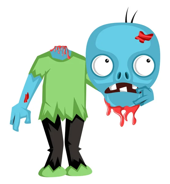 Zombie mit Kopf, Illustration, Vektor auf weißem Hintergrund. — Stockvektor