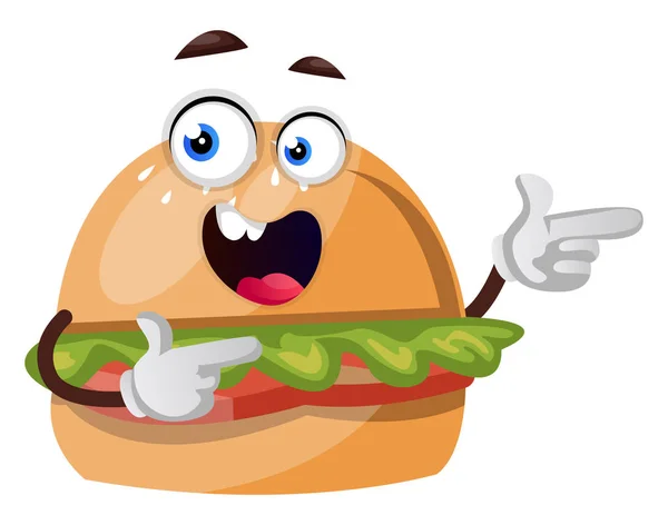 Hamburguesa feliz, ilustración, vector sobre fondo blanco . — Vector de stock