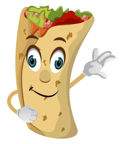 Happy Burrito, Illustration, Vektor auf weißem Hintergrund. — Stockvektor