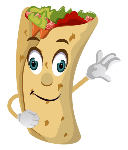 Happy burrito, illustration, vector on white background.