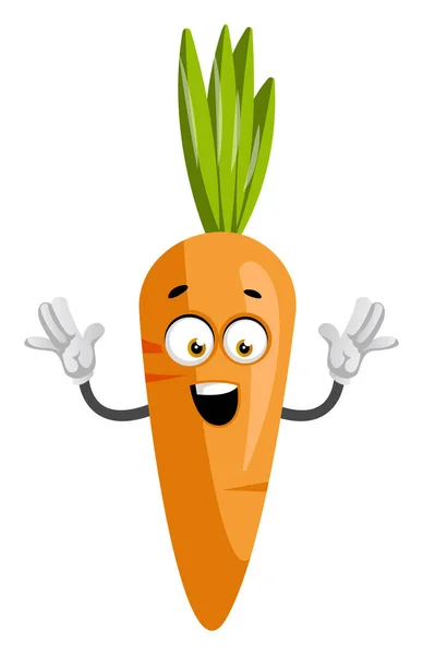 Happy carrot, illustration, vector on white background. — Stock Vector