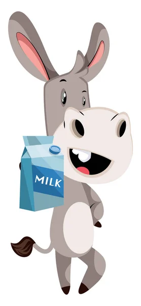 Γαϊδουράκι με γάλα, εικονογράφηση, διάνυσμα σε λευκό φόντο. — Διανυσματικό Αρχείο