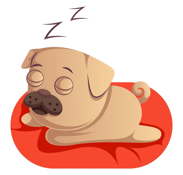 Pug sleeping, illustration, vector on white background. — Stock Vector