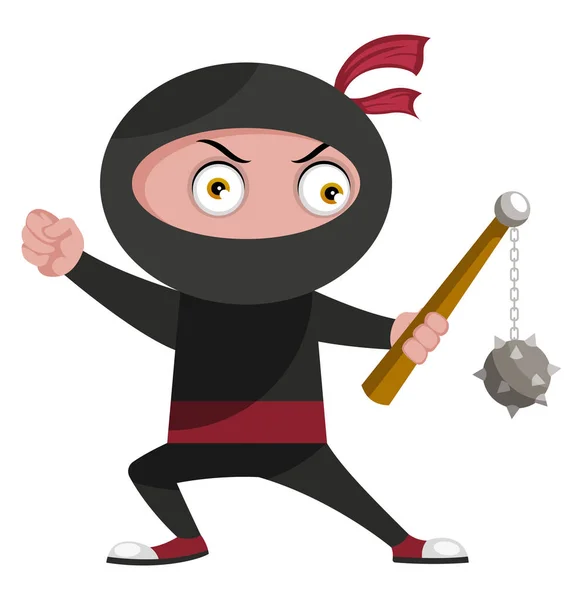Ninja με όπλο, απεικόνιση, διάνυσμα σε λευκό φόντο. — Διανυσματικό Αρχείο