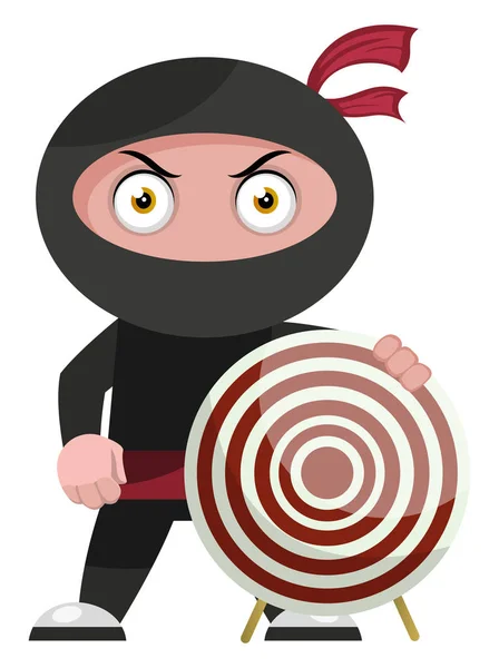 Ninja avec cible, illustration, vecteur sur fond blanc . — Image vectorielle