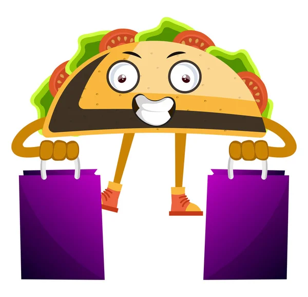 Taco with suitcases, illustration, vector on white background. — Stock Vector