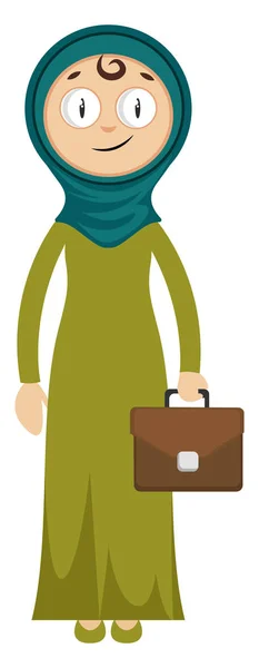 Femme avec valise, illustration, vecteur sur fond blanc . — Image vectorielle