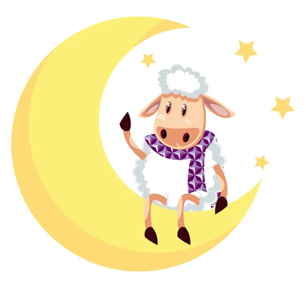 Sheep on moon, illustration, vector on white background. — Stock Vector