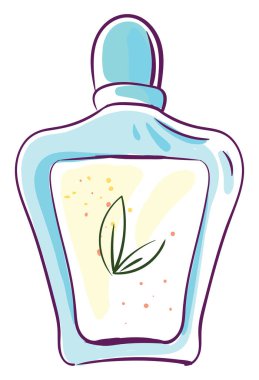 Mavi parfüm şişesi, illüstrasyon, beyaz arka planda vektör.