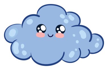 Mavi sevimli bulut, illüstrasyon, beyaz arkaplanda vektör