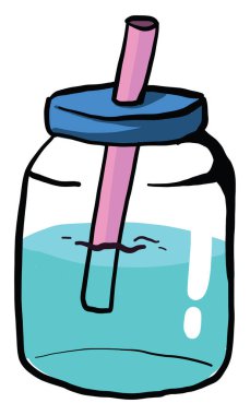 Kavanozdaki su, illüstrasyon, beyaz arkaplan üzerindeki vektör