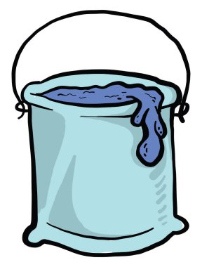 Kutudaki mavi boya, illüstrasyon, beyaz arkaplanda vektör