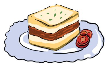 Güveç keki, illüstrasyon, beyaz arkaplanda vektör