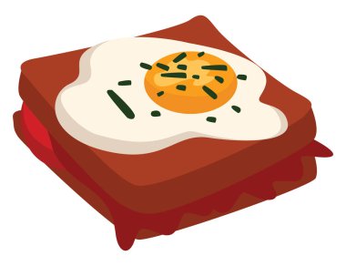 Croque monsieur, illüstrasyon, beyaz arka planda vektör