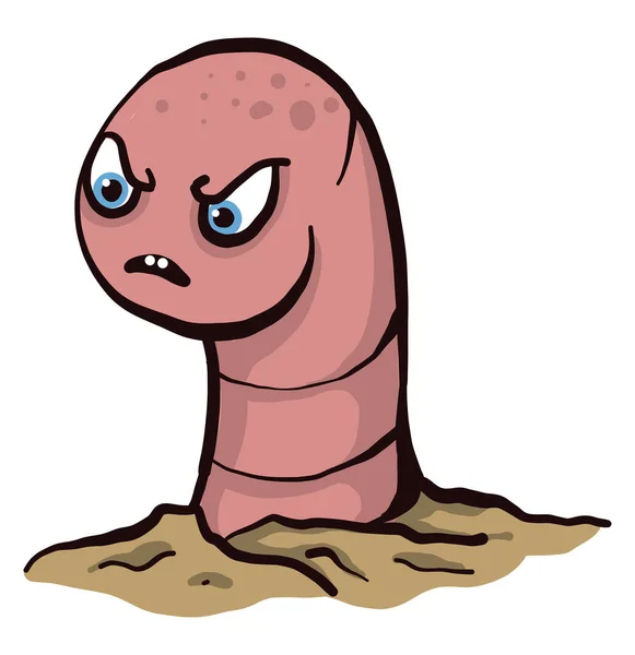 Angry Worm Illustration Vector White Background — Stock Vector