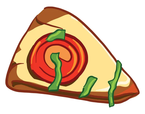 Fetta Pizza Illustrazione Vettore Sfondo Bianco — Vettoriale Stock
