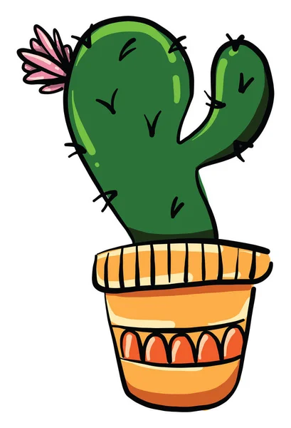 Kaktus Gryta Illustration Vektor Vit Bakgrund — Stock vektor
