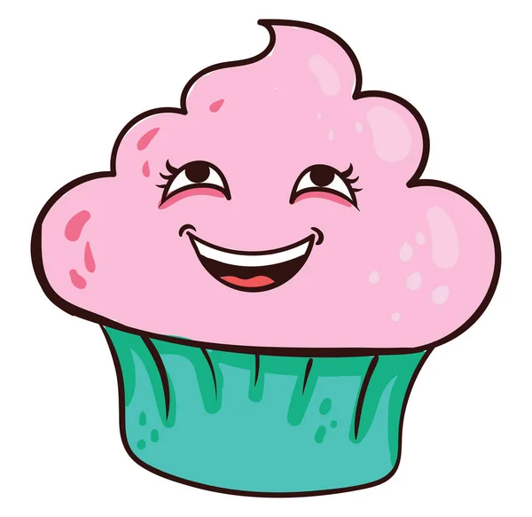 Rosa Cupcake Illustration Vektor Auf Weißem Hintergrund — Stockvektor