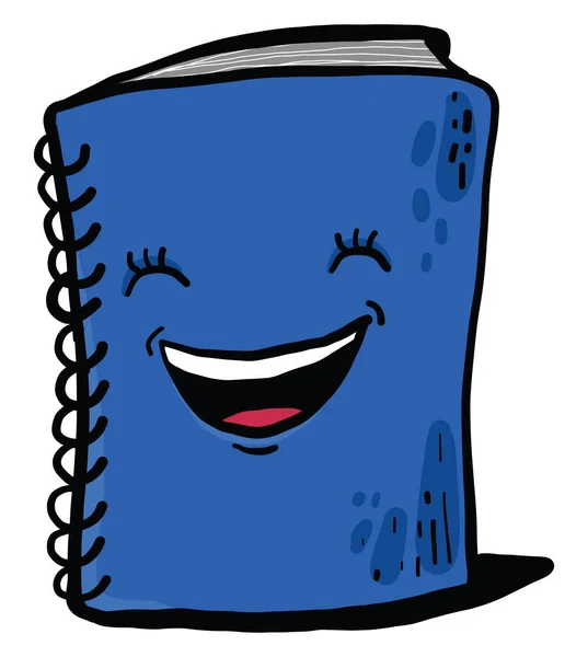 Cuaderno Sonrisa Azul Ilustración Vector Sobre Fondo Blanco — Archivo Imágenes Vectoriales